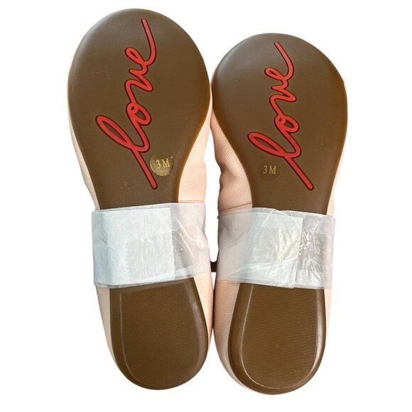 NIB Ed by Ellen Degeneres Pink Faux Leather Ballet Flats "Love" Embroidery SZ 3M - Picture 6 of 8